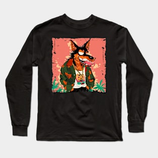 Stoned Wolf Cartoon Style 420 Long Sleeve T-Shirt